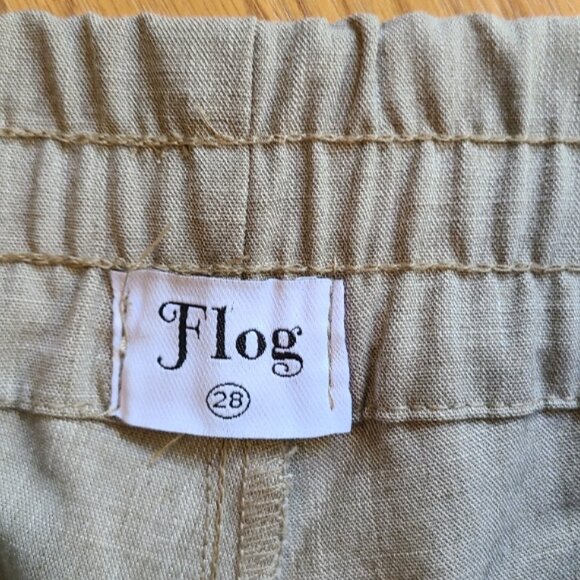 BEVY FLOG ALI PANTS CARGO POCKETS STRAIGHT LEG ELASTIC WAIST STRETCH TAN sz 28 - Picture 7 of 9